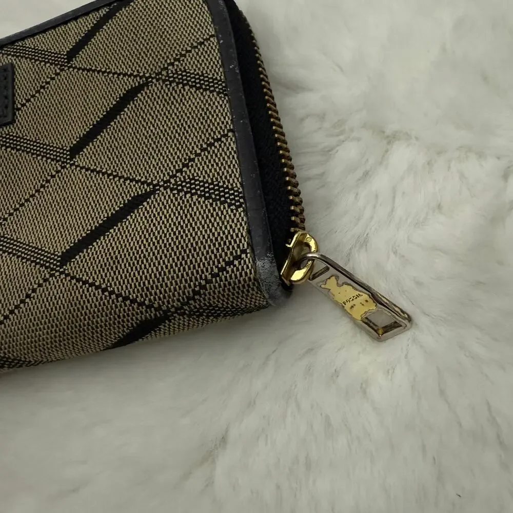 Fossil Sydney‎ Fab Zip Clutch Wallet Grey Black GOOD / FAIR Condition
